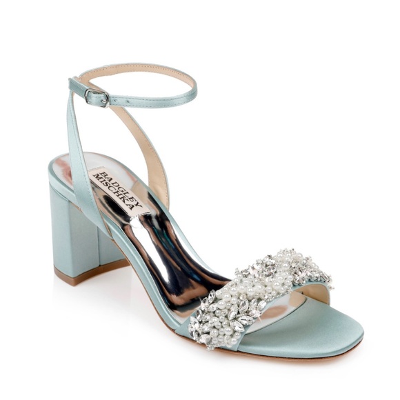 Badgley Mischka Clara Embellished Strap Evening Shoe in Blue Radiance - Picture 2 of 14